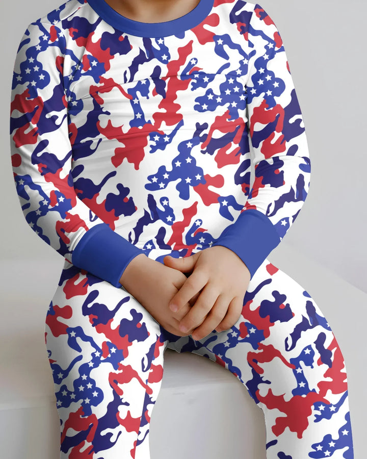 Patriot Camo Daddy & Me Matching Bamboo Two Piece Long Sleeve Pajama Set