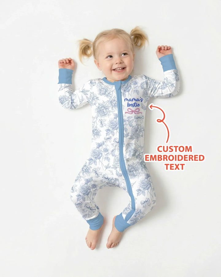 Custom Embroidered Mommy and Me Toile Matching Bamboo Convertible Zippy