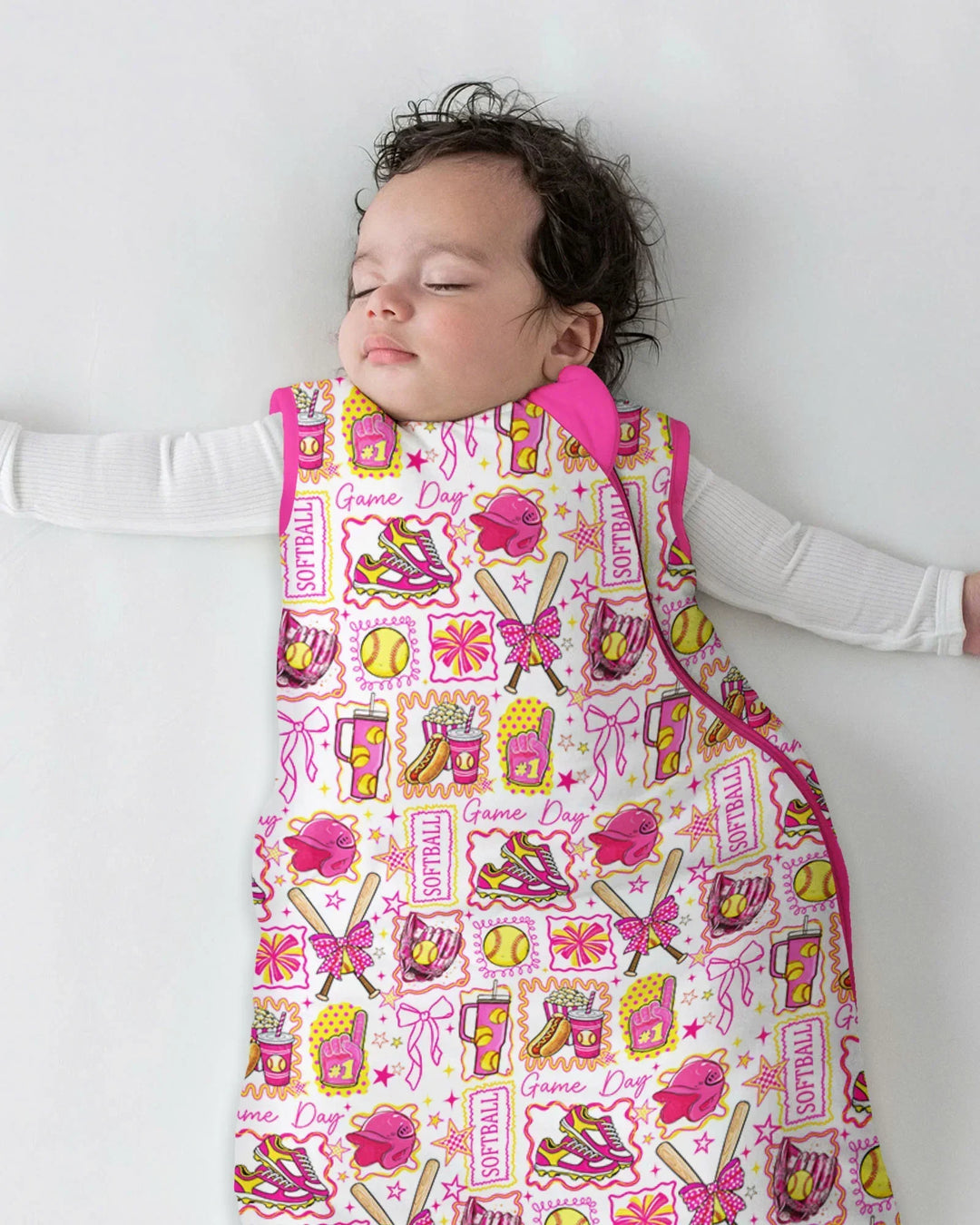 Pink Softball Game Day Bamboo Sleep Bag