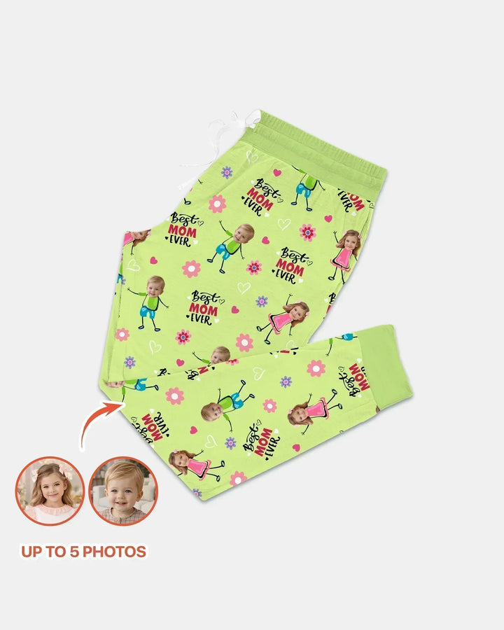 Custom Photo "Best Mom Ever" Doodle Bamboo Women Pajama Set