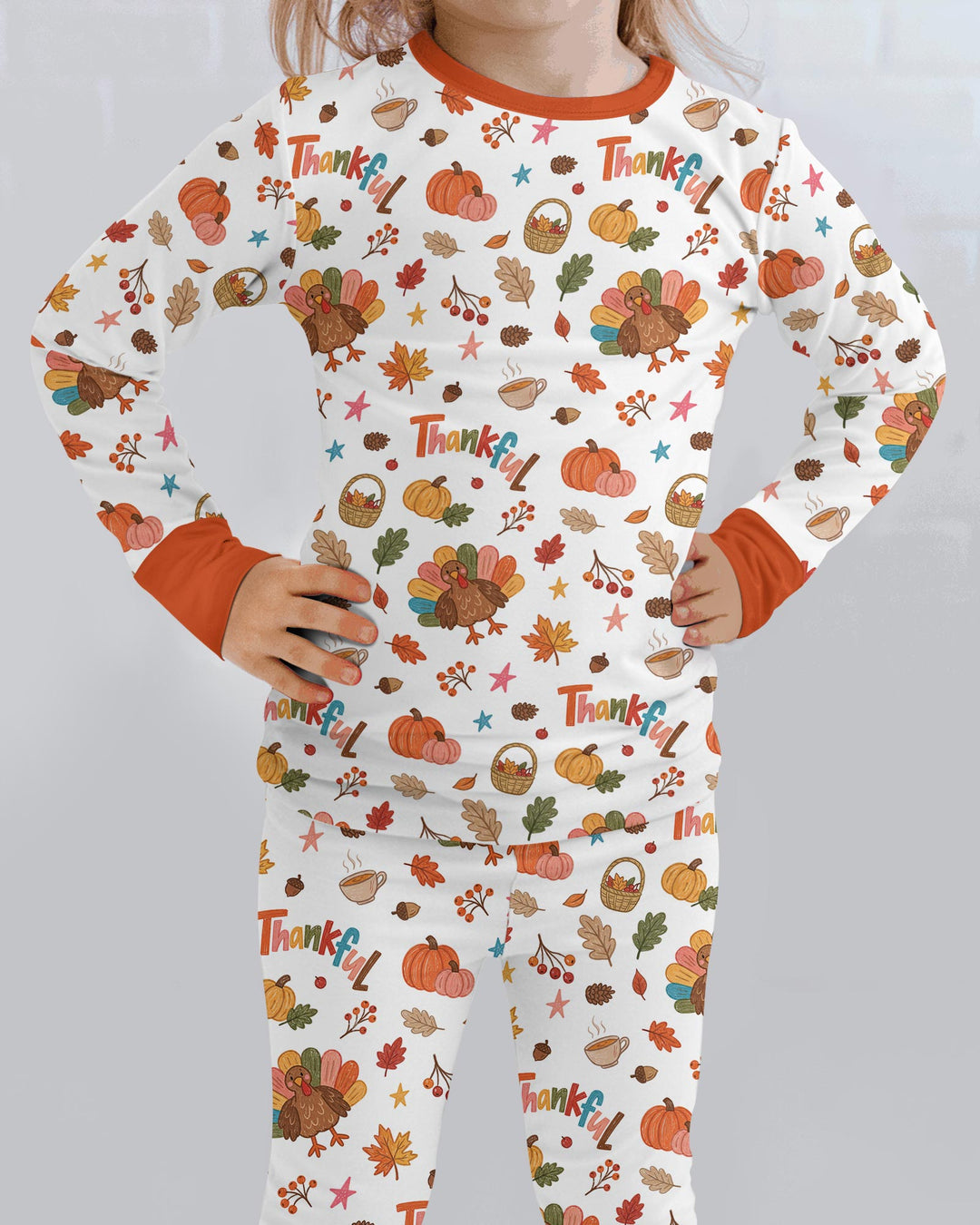 Thankful Turkey Bamboo Two Piece Long Sleeve Pajama Set