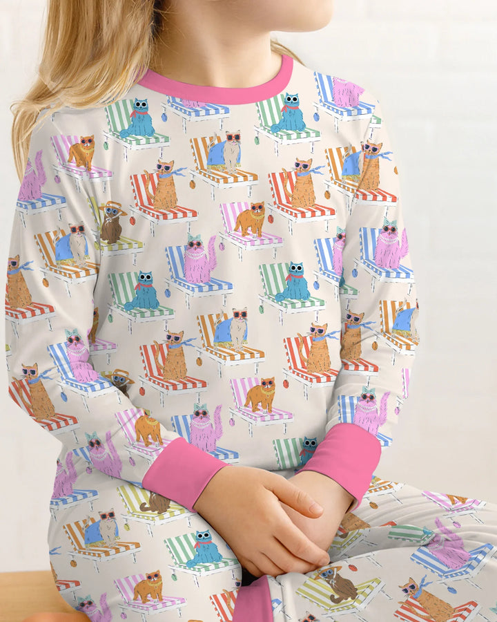 Zweiteiliges Langarm-Pyjama-Set mit Sommerfrüchten