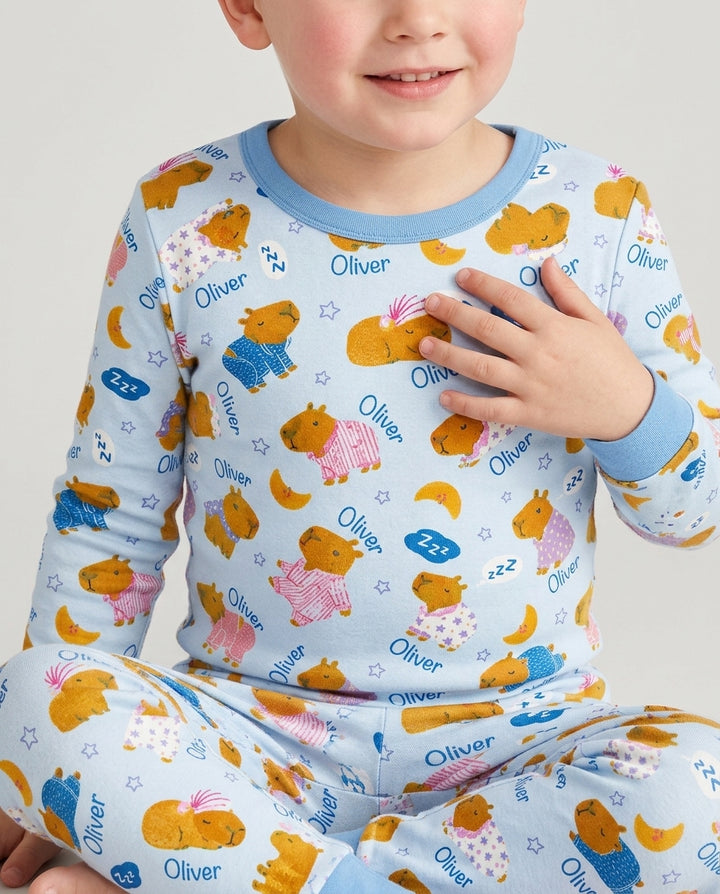 Cozy Capybara Dreams Bamboo Two Piece Long Sleeve Pajama Set