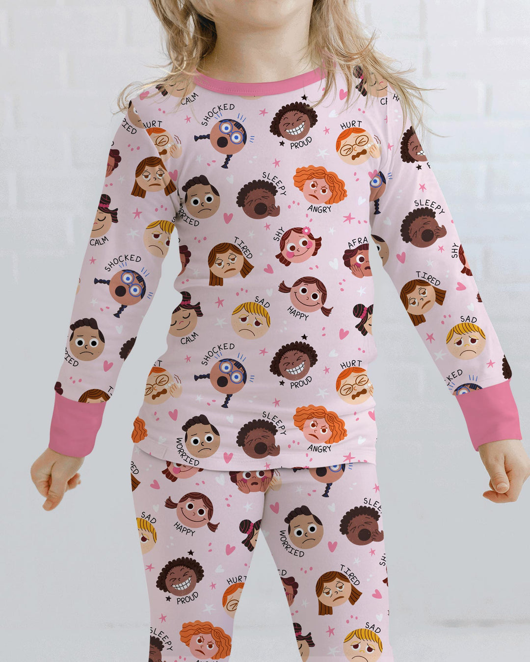 Feelings Vocabulary Bamboo Two Piece Long Sleeve Pajama Set