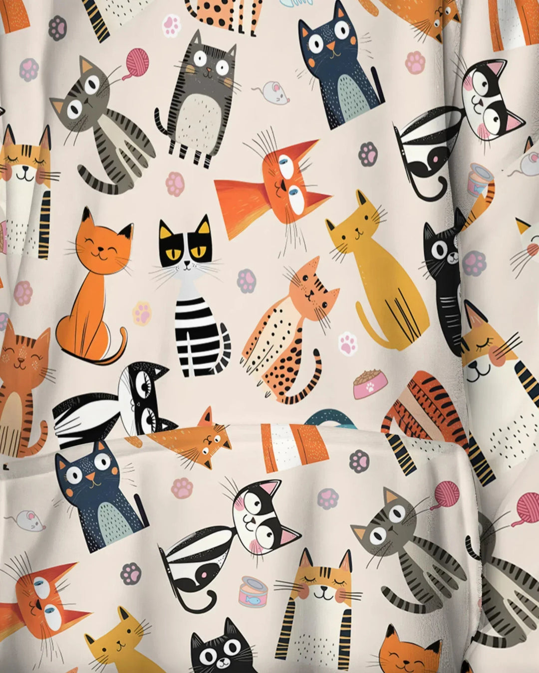 Manta Sudadera con Capucha de Bambú Personalizada a Juego para Familia de Gatos Traviesos y Tontos