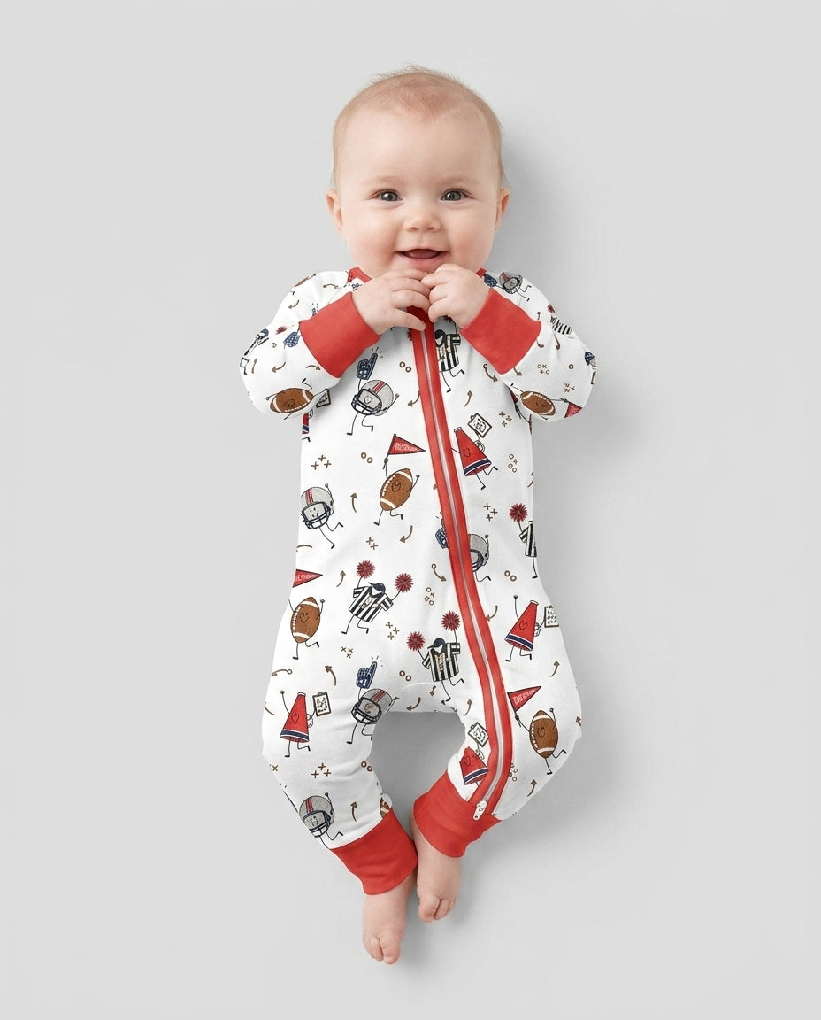 Happy Football Doodles Bamboo Convertible Zippy
