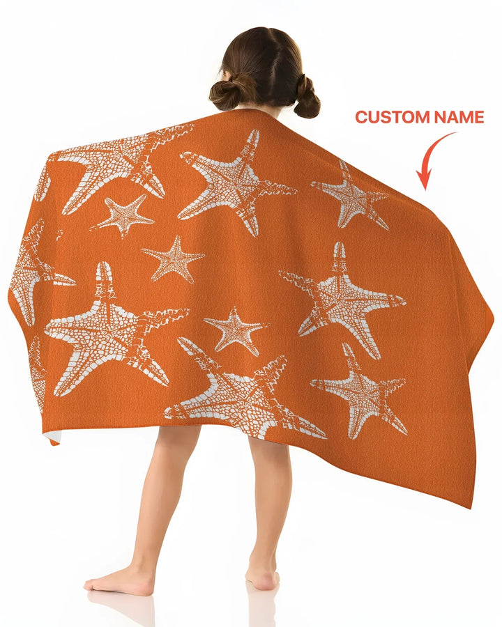 Custom Photo Starfish With Names Bamboo Beach Towel