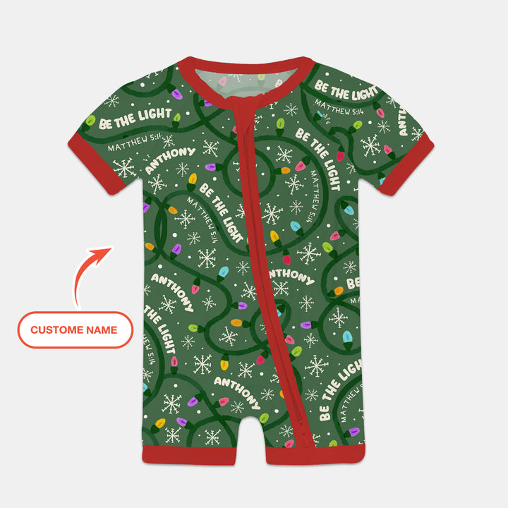 Custom Name Be The Light Christmas Shorty Zippy