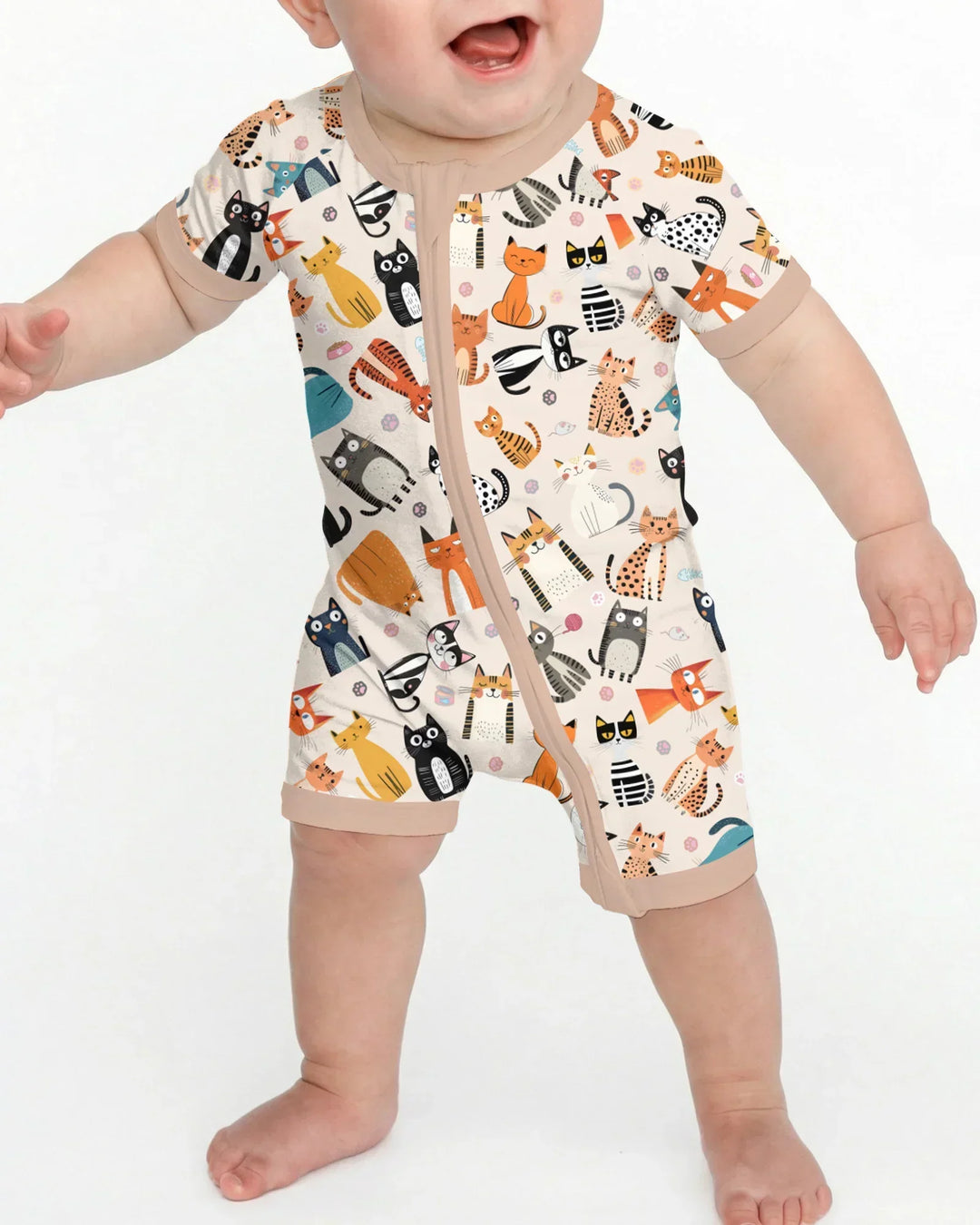 Goofy Mischief Cat Family Matching Bamboo Shorty Zippy