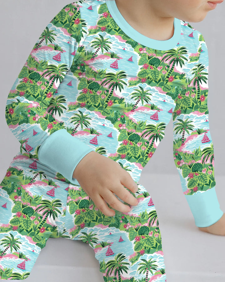 Preppy Coast Beach Club Bamboo Two Piece Long Sleeve Pajama Set
