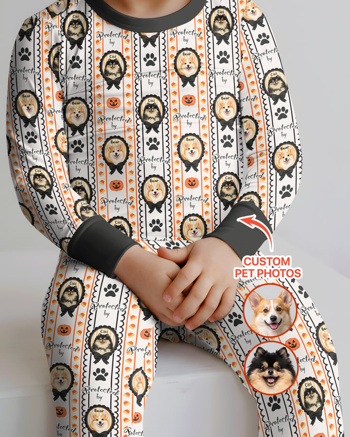 Custom Pet Photos Spooky Protector Bamboo Two Piece Long Sleeve Pajama Set
