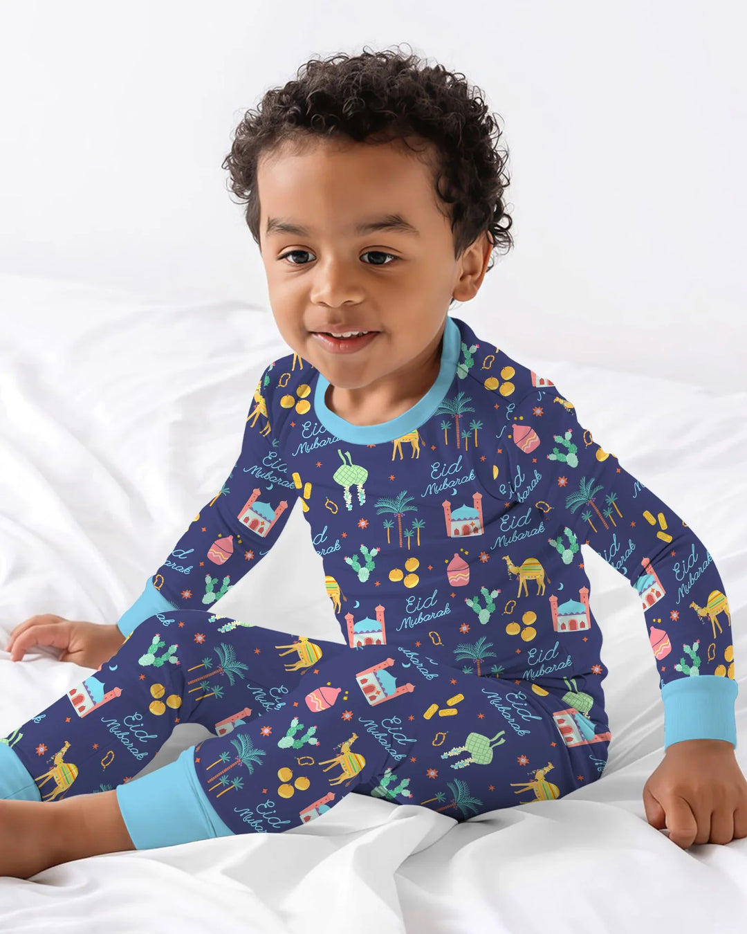 Eid Mubarak Matching Family Two Piece Long Sleeve Pajama Set