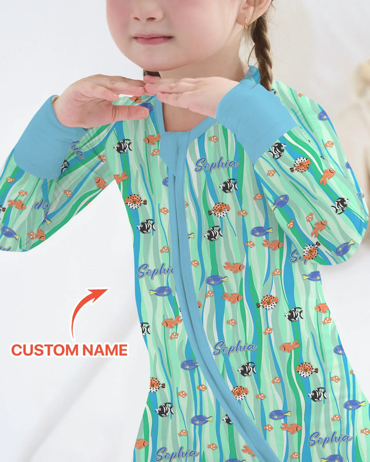 Custom Name Summer Beach Bamboo Convertible Zippy