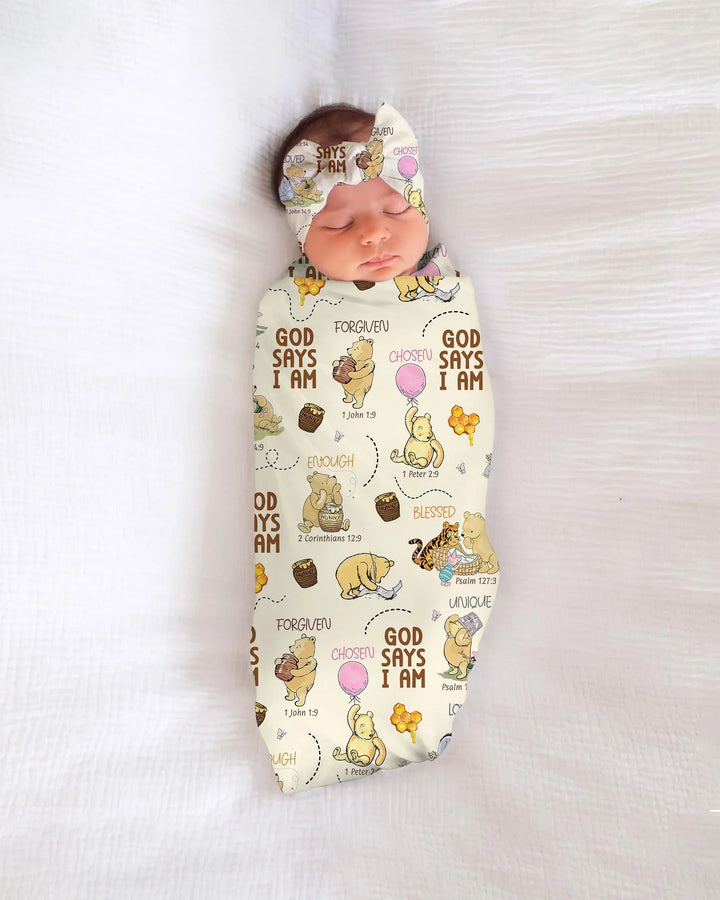 God Says I Am Little Blessings swaddle blanket