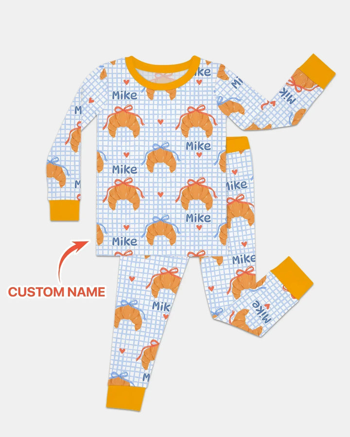 Breakfast Love Family Matching Two Piece Long Sleeve Pajama Set