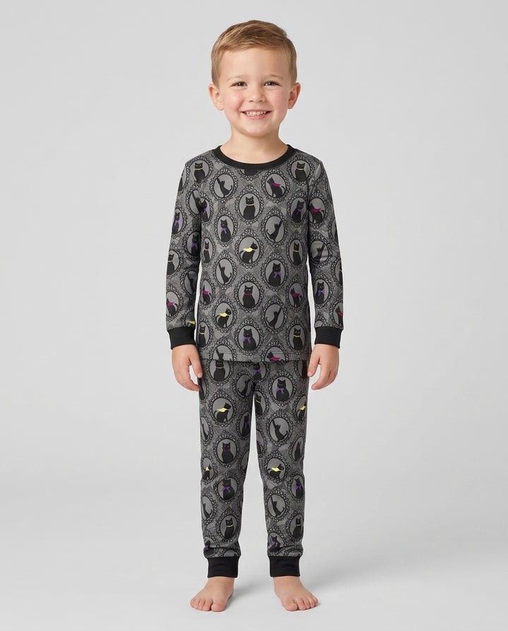 Midnight Cat Parade Bamboo Two Piece Long Sleeve Pajama Set