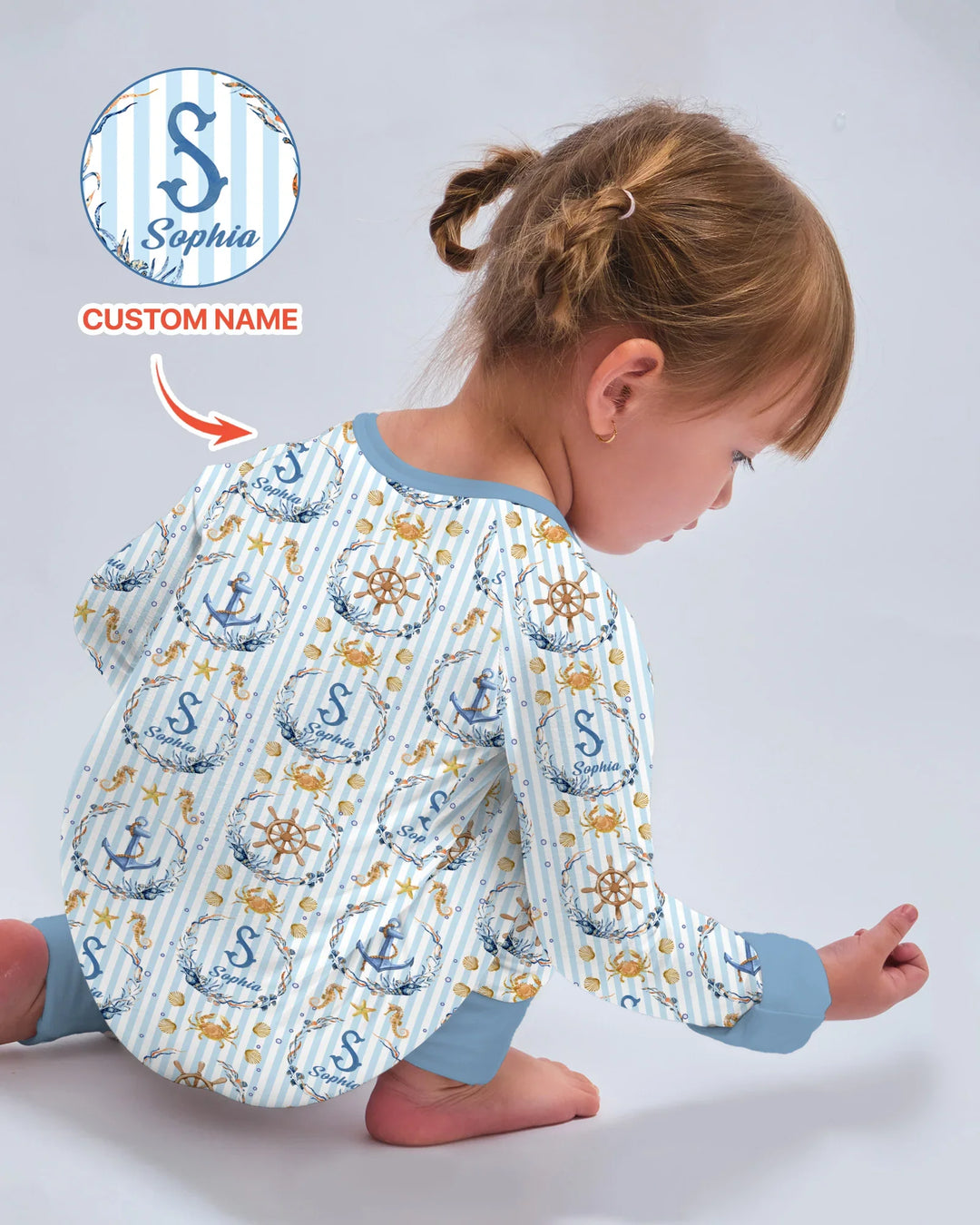 Pijama convertible con cremallera de bambú personalizado "Bon Voyage"