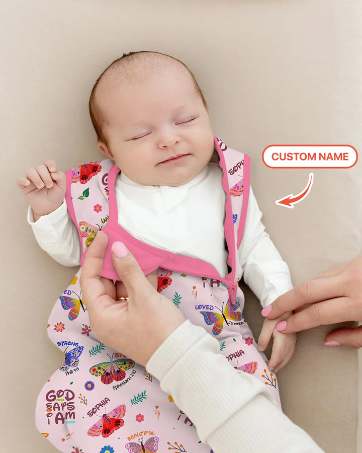 Nombre Personalizado Dios dice que soy Mariposa Bambú Saco de Dormir