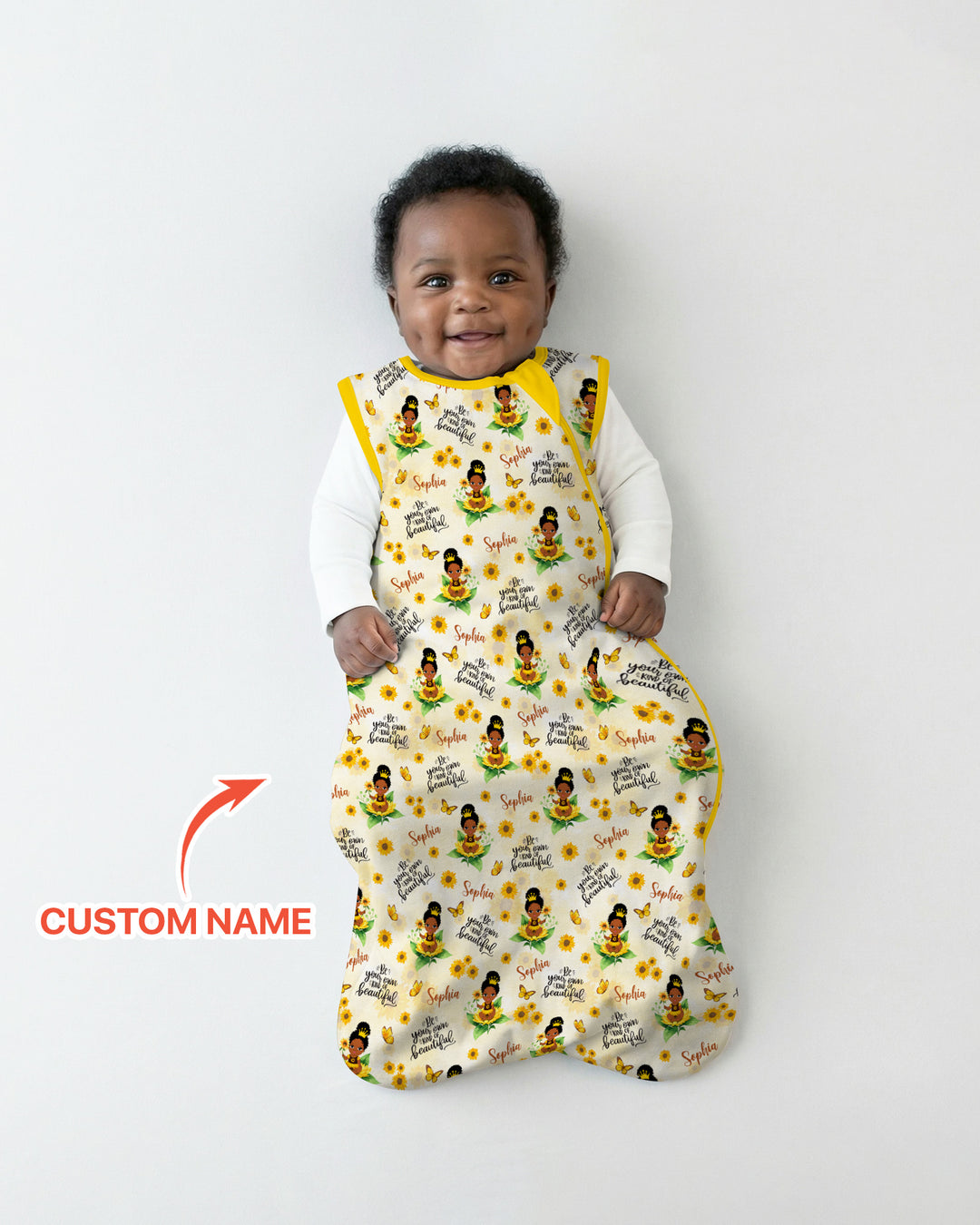 Custom Name Sunflower Queen Bamboo Sleep Bag