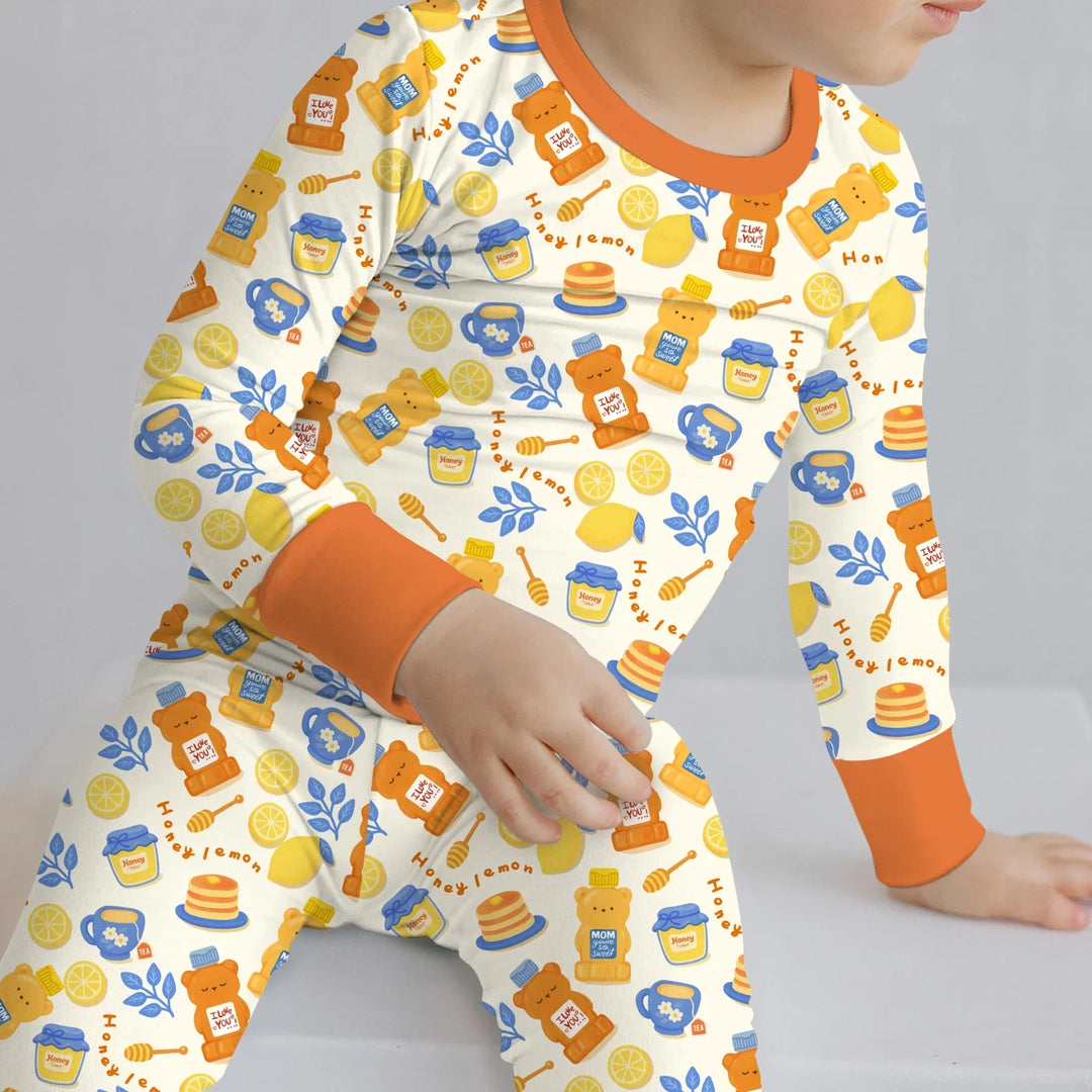 Honey Bear Bottle Two Piece Long Sleeve Pajama Set
