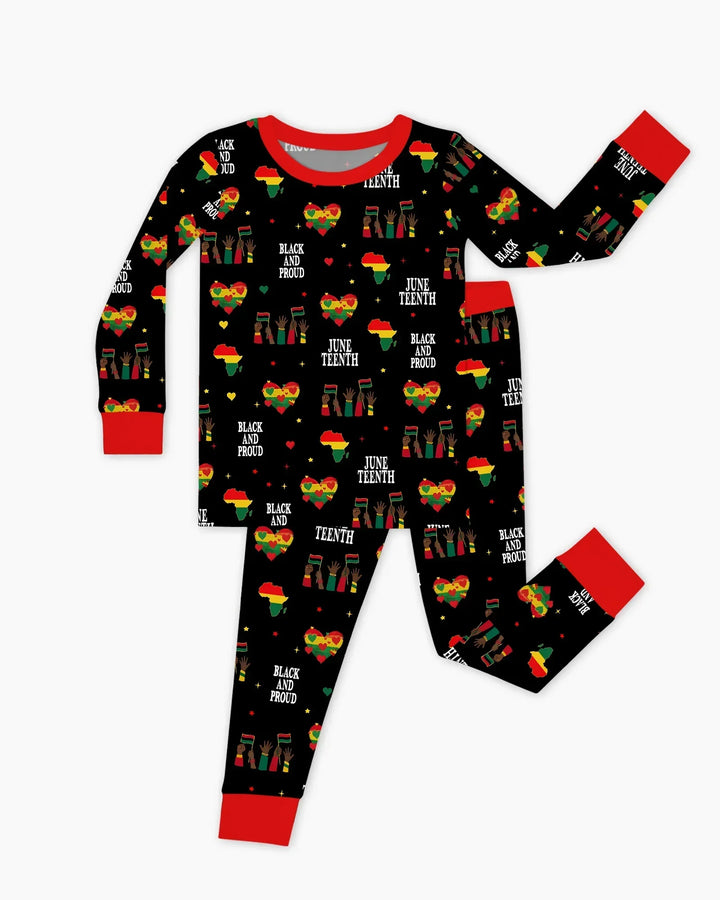 Juneteenth Black and Proud Bamboo Two Piece Long Sleeve Pajama Set