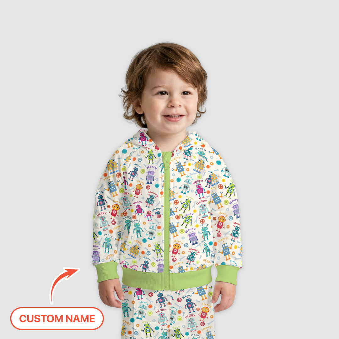 Robo Buddy Squad Custom Name Zip Hoodie