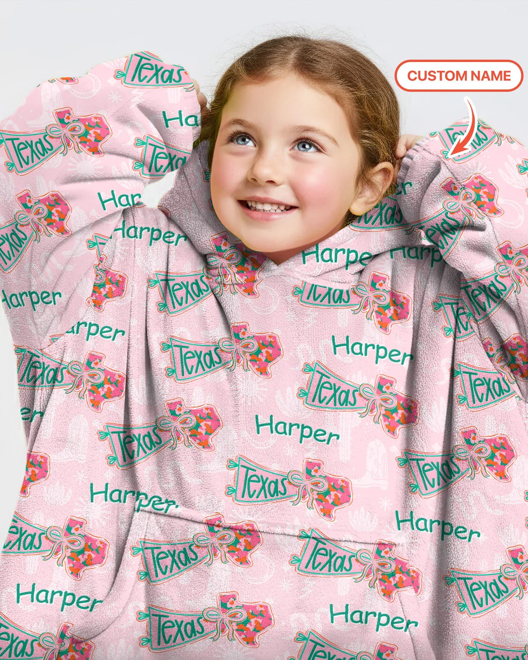 Custom Name Preppy Texas Charm Bamboo Blanket Hoodie