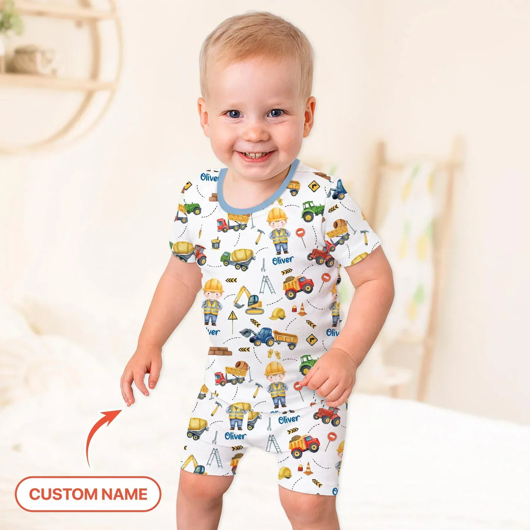 Custom Character Little Digger Adventures Two Piece Short Sleeve Shorts Pajama Set