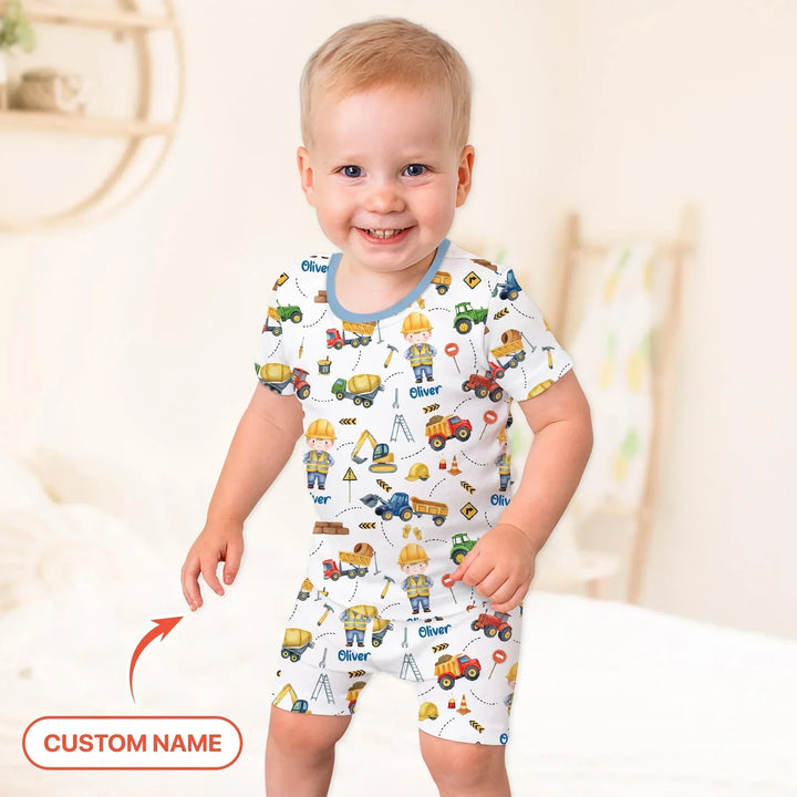Custom Character Little Digger Adventures Two Piece Short Sleeve Shorts Pajama Set