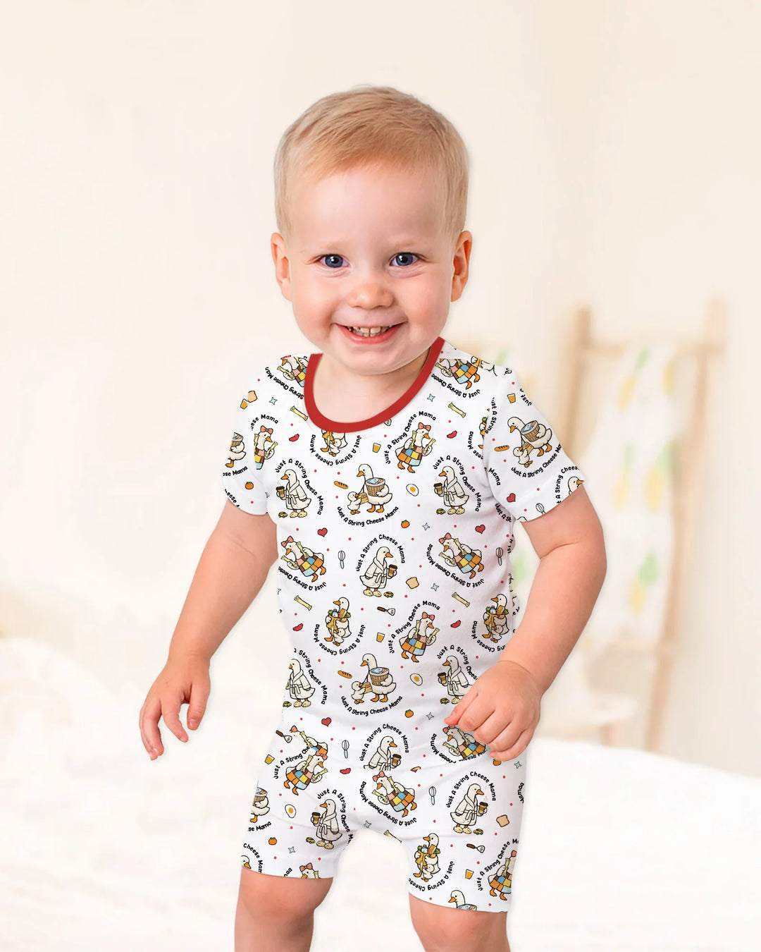 Just A String Cheese Mama Era Mommy & Me Bamboo Two Piece Short Sleeve Shorts Pajama Set