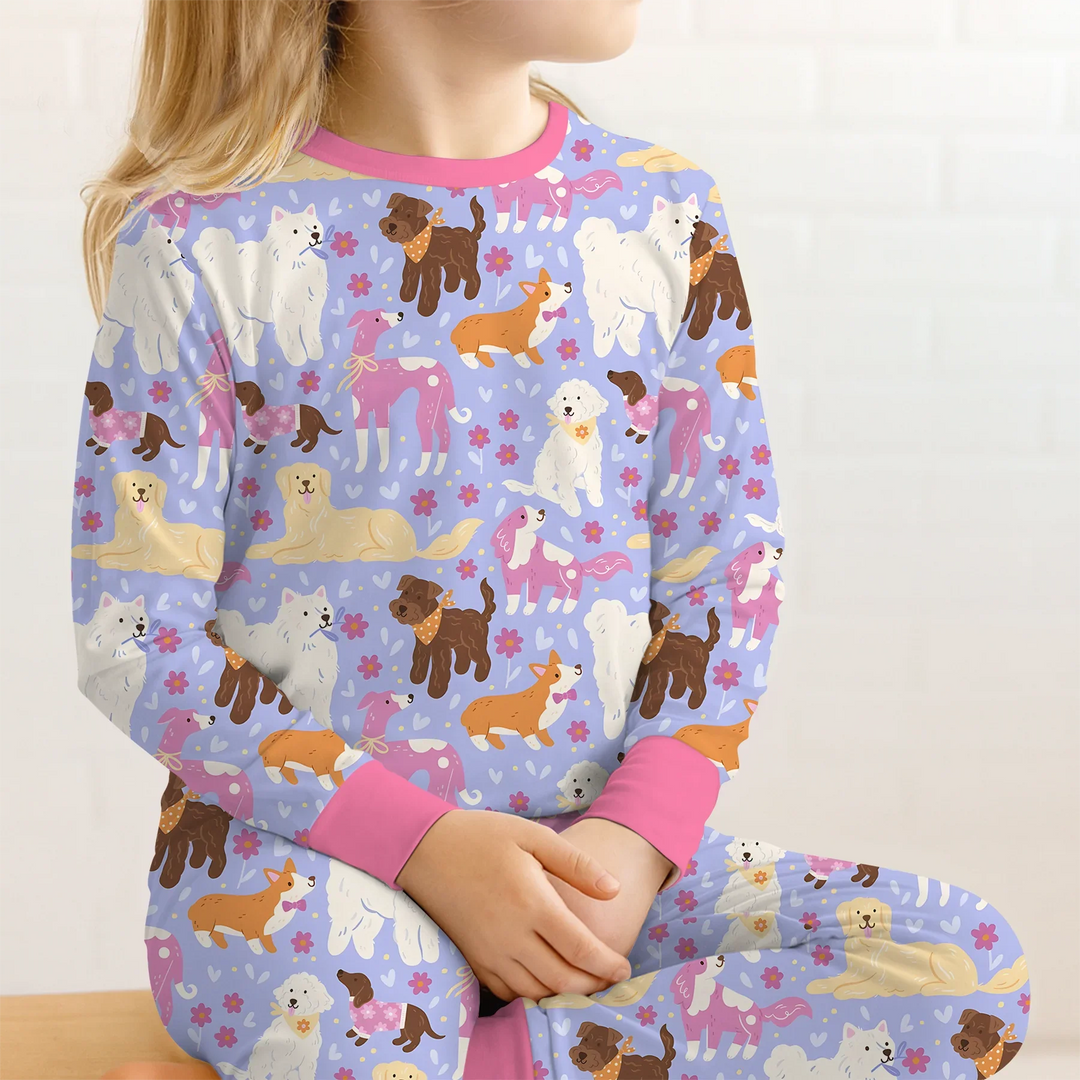 Floral Pawty Bamboo Two Piece Long Sleeve Pajama Set