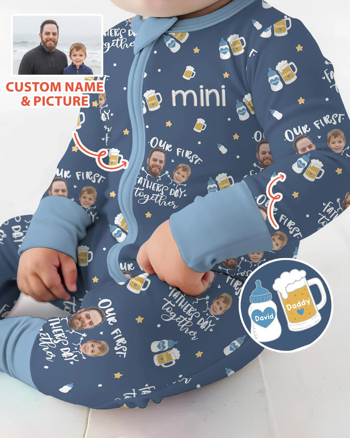 Personalized Embroidered Our First Father's Day Bamboo Convertible Zippy