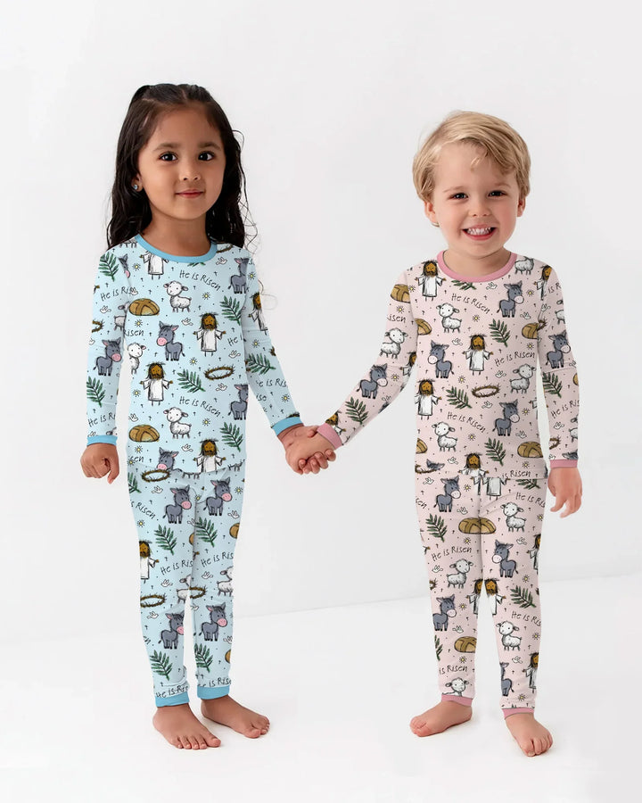 He Is Risen Easter Family Matching Two Piece Long Sleeve Pajama Set