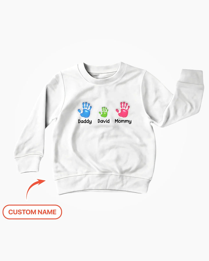 Erster Muttertag – Handabdrücke Bambus Rundhals-Sweatshirt
