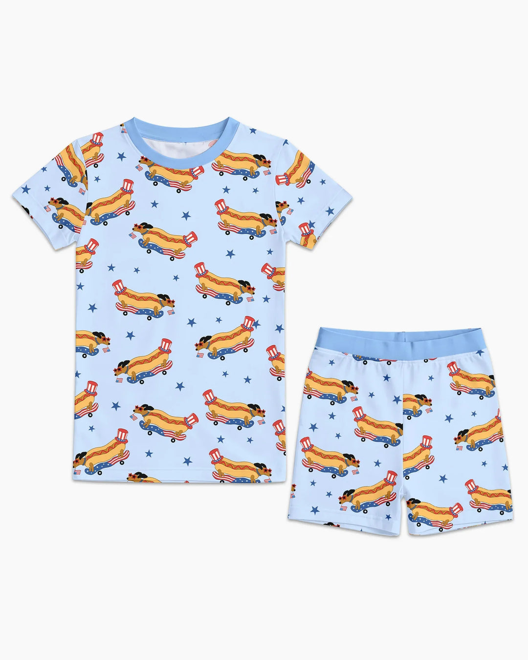 American Hot Dog Bamboo Two Piece Short Sleeve Shorts Pajama Set