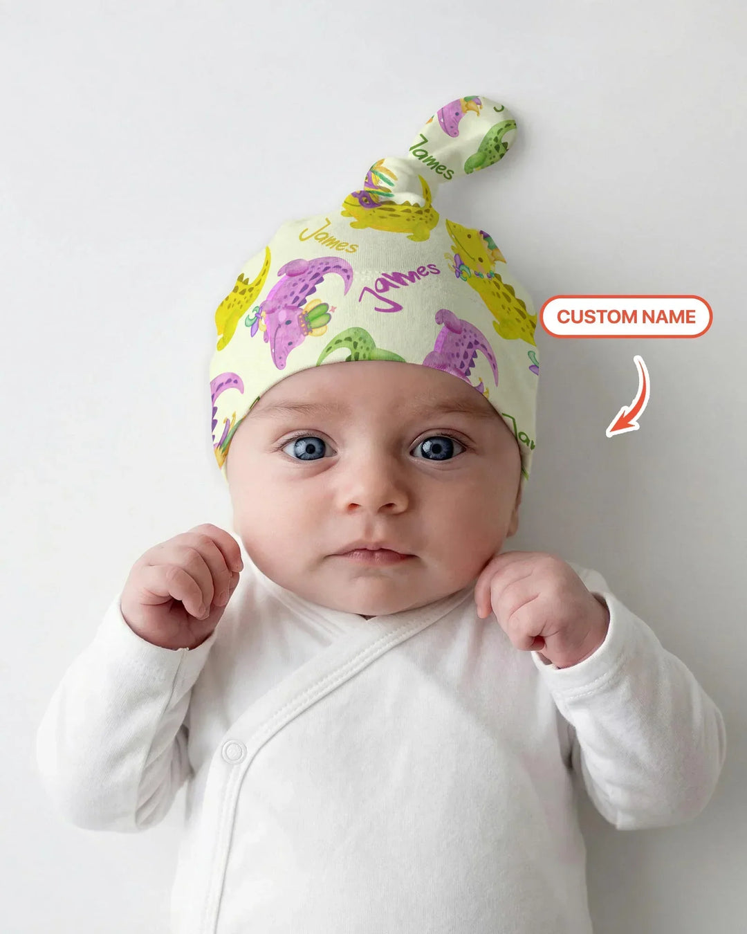 Custom Name Mardi Gras Alligator Bamboo Knotted Hat