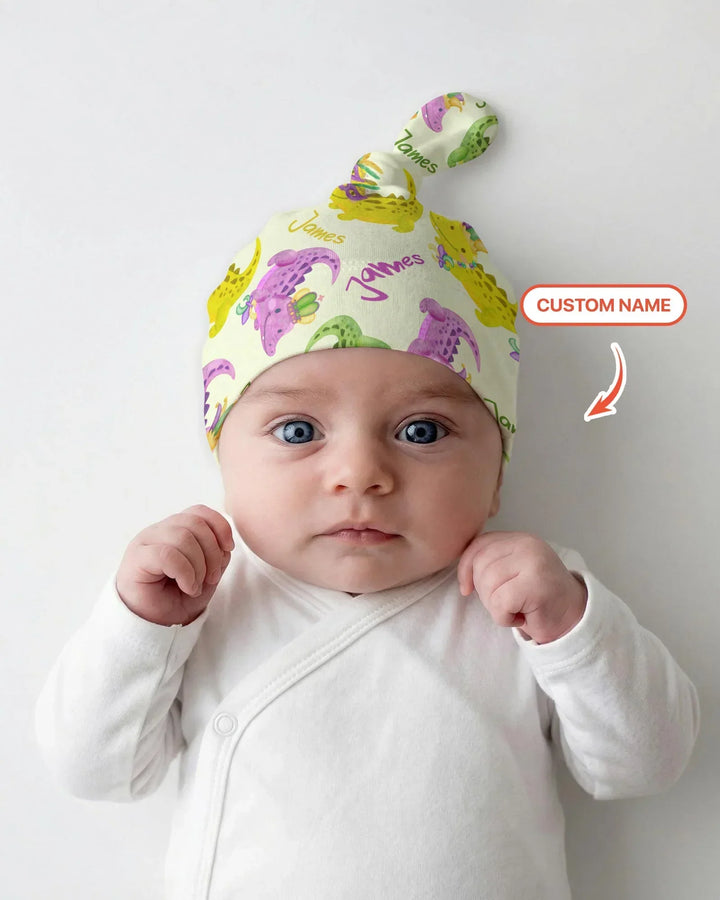 Custom Name Mardi Gras Alligator Bamboo Knotted Hat