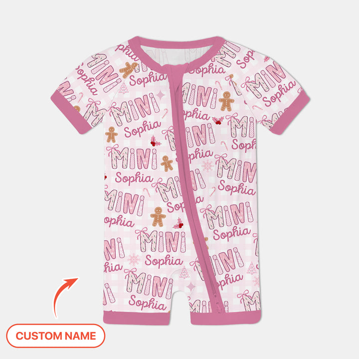 Benutzerdefinierter Name Mama Mini Passender Weihnachts-Shorty Zippy (Pink)