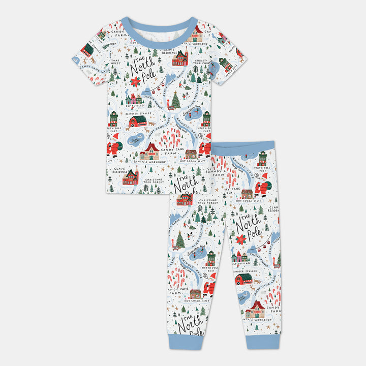 The North Pole Map Two Piece Short Sleeve Pajama Set , The North Pole Map Two Piece Short Sleeve Pajama Set - 12-18M