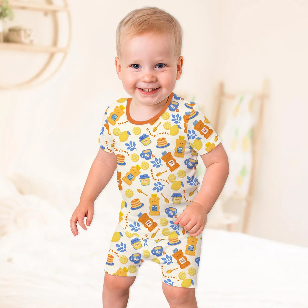Honey Bear Bottle Two Piece Short Sleeve Shorts Pajama Set
