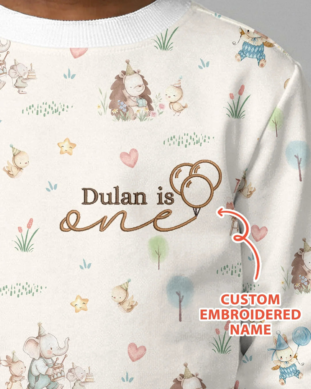 Custom Embroidered Name Birthday Baby Bamboo Crewneck Sweatshirt