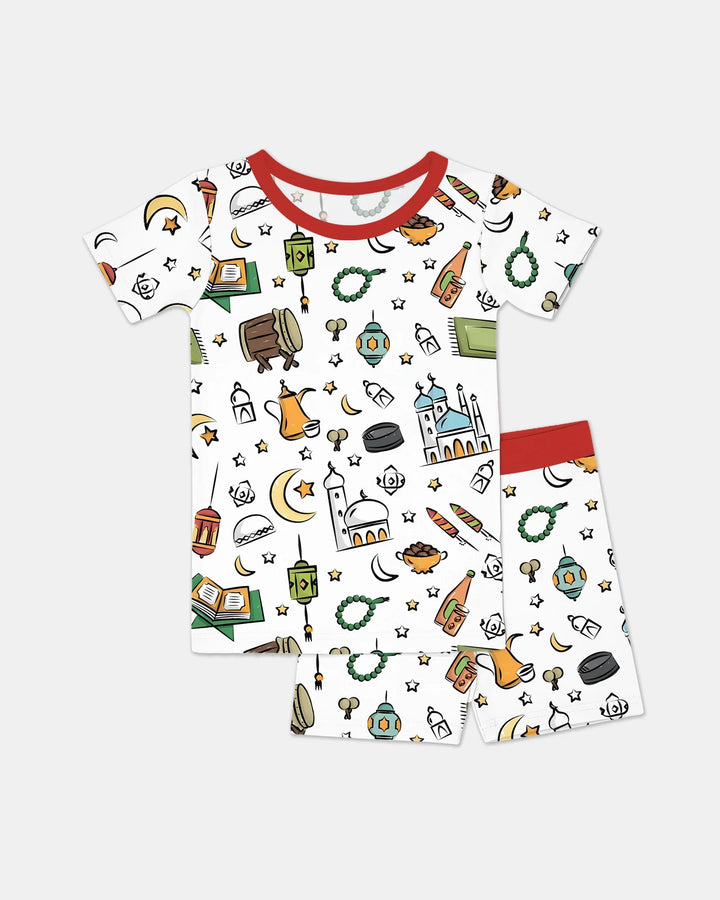 Template Zweiteiliges Pyjama-Set mit kurzen Ärmeln und Shorts