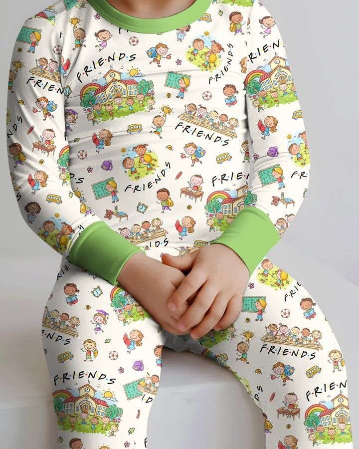 School Friends Forever Bamboo Two Piece Long Sleeve Pajama Set