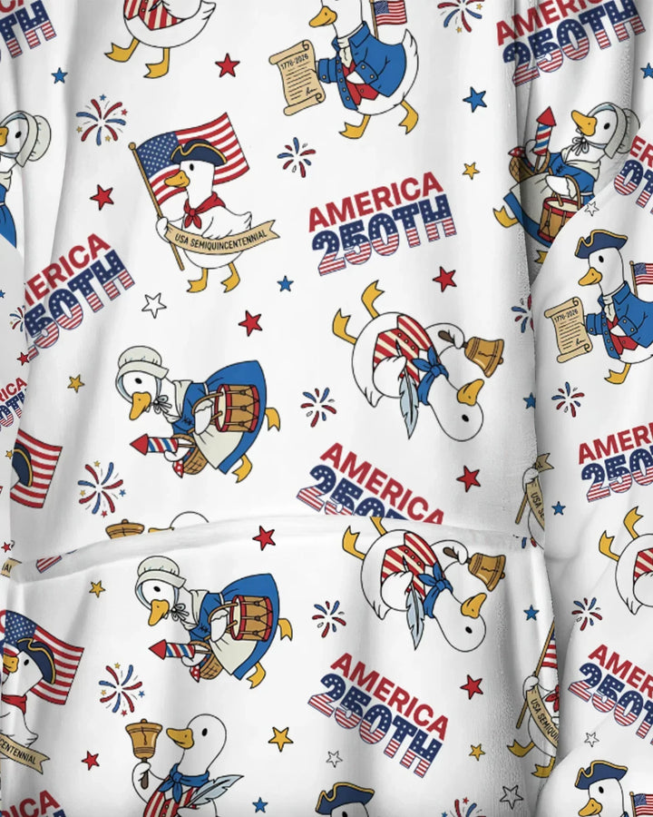 Patriotic Goose Celebrating 250 Years Wearable Blanket Hoodie