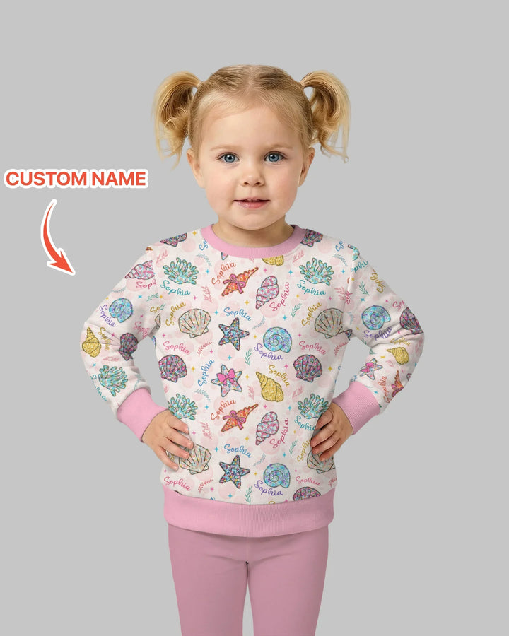 Custom Name Seaside Wildflower Summer Bamboo Crewneck Sweatshirt