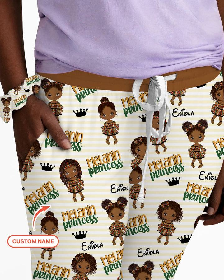 Custom Name Melanin Princess Bamboo Women Pajama Set