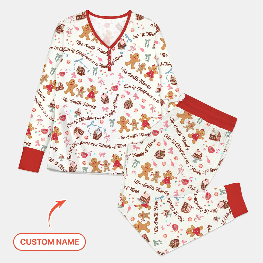 Custom Name Family Gingerbread Women Pajama Set