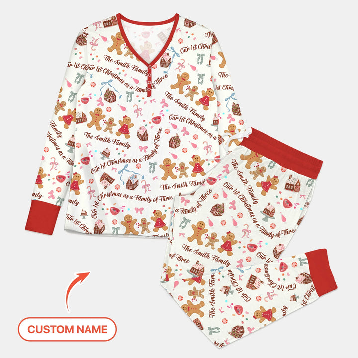 Custom Name Family Gingerbread Women Pajama Set
