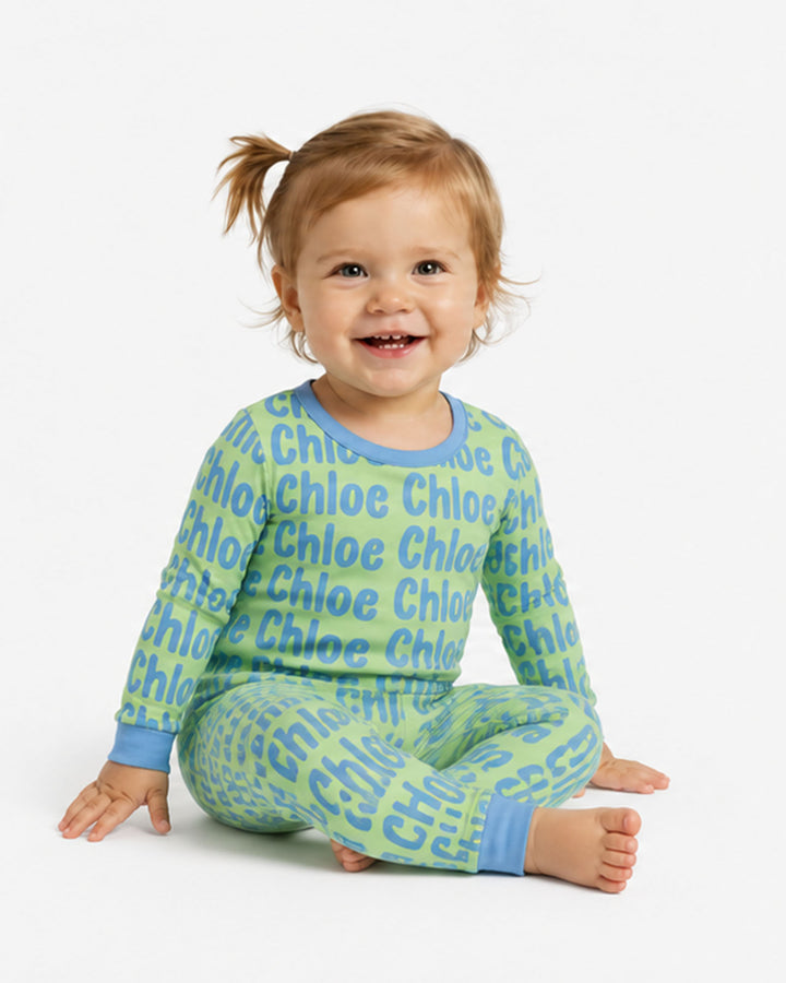 Little Letters Bamboo Two Piece Long Sleeve Pajama Set Bamboo Two Piece Long Sleeve Pajama Set