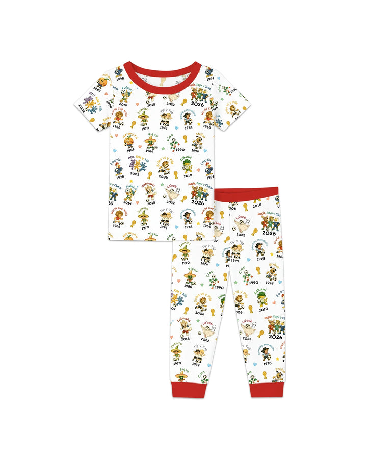 Soccer cup Mascots Bamboo Two Piece Short Sleeve Pajama Set